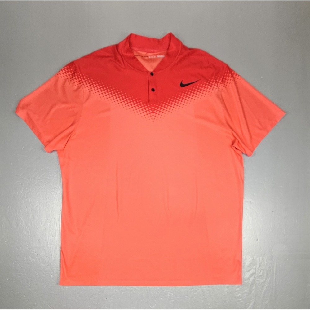 Nike Tiger Woods Snap Button Shirt Mens XXL Red Orange Blade Collar Performance